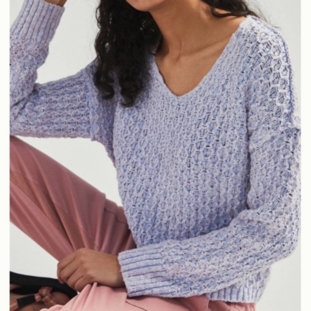 Anthropologie Pilcro Christina Knit Sweater Marled Lavender Small